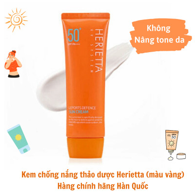 Kem chống nắng thảo dược phổ rộng Welcos Herietta UV System Leports Defence Sun Cream SPF50 PA+++ Hàn Quốc 70ml tặng móc khóa