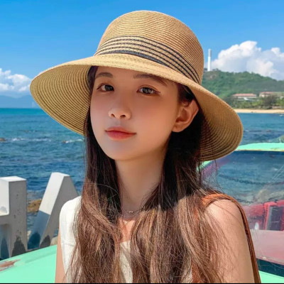 Nón Rộng Vành Đi Du Lịch Biển Mũ Rộng Nữ Chất Liệu Cói Thoáng Mát Viền Sọc Thời Trang Mới Cho Nữ dona25070302
