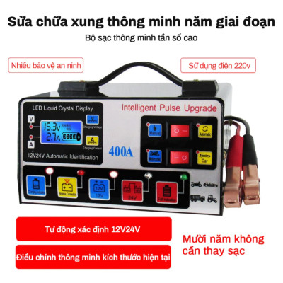 Pluse 400A: Sạc Bình Ắc Quy Ô Tô & Xe Máy Cao Cấp với Chức Năng Tự Ngắt và Khử Sulfat Phục Hồi Bảo Dưỡng Ắc Quy Loại Tốt