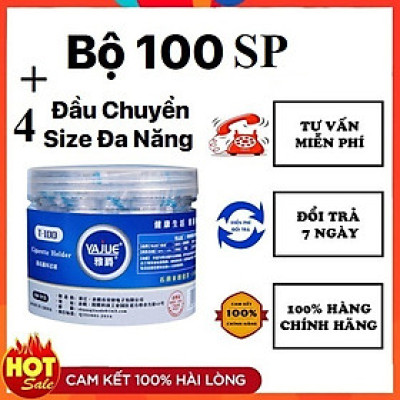 Hộp 100 đầu lọc thuốc bảo vệ sức khỏe, Kèm 4 ron chuyển loại nhỏ