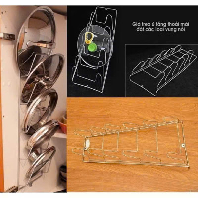 Giá Treo Vung Xoong Nồi Inox Chống Rỉ 6 Tầng, 7 Tầng (Chất Lượng Cao, Giá Siêu Tốt) - HÀNG CHÍNH HÃNG MINIIN