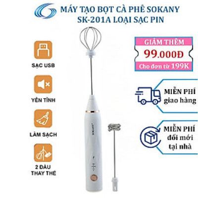 Máy đánh trứng, tạo bọt sữa cafe SOKANY thiết kế cầm tay cỡ nhỏ tiện dụng cho gia đình - SK201A - HÀNG CHÍNH HÃNG - DELIYA
