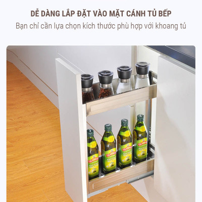 Giá gia vị tủ bếp dưới inox hộp hàng chính hãng Grob sang trọng hiện đại
