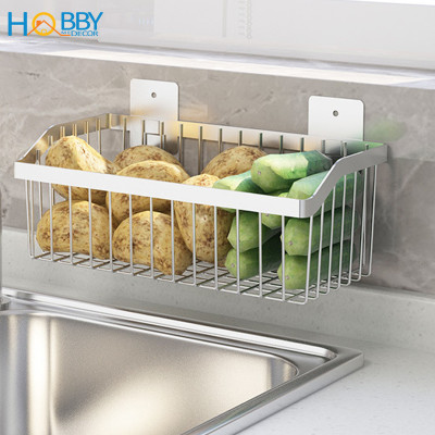 Kệ để gia vị rau củ quả dán tường inox 304 Hobby home decor KTC