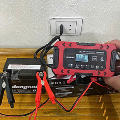 Bộ Sạc Ắc Quy FOXSUR 12V 6A Hàng Nhật – Sạc Thông Minh 10 Giai Đoạn, Khử Sunfat, Tự Động Ngắt Cho Ắc Quy 4AH - 120AH