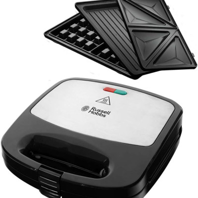 Máy Nướng Bánh Mì Hotdog, Waffle, Sandwich Tam Giác 3 Trong 1 Russell Hobbs 24540-56 Fiesta 750W 2 Phần - Hàng Chính Hãng Nhập Khẩu
