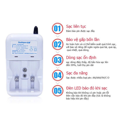 (LOẠI TỐT) Bộ Sạc Pin Đại, Pin 9V, Pin Tiểu Đa Năng Cao Cấp - Tự Ngắt Khi Đầy, Tự Điều Chỉnh Dòng Sạc