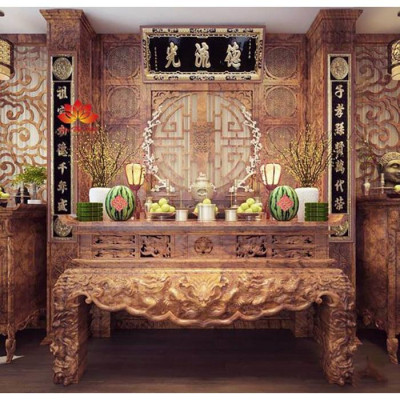 Án gian thờ bàn thờ tủ thờ gỗ hương giá thật