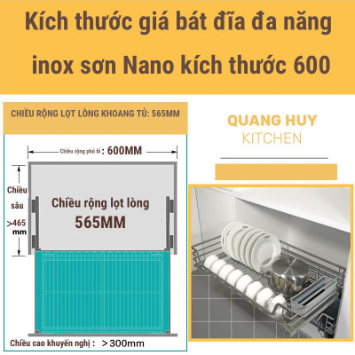 Giá bát đĩa tủ dưới inox sơn Nano bảo hành 10 năm không han gỉ thương hiệu Grob