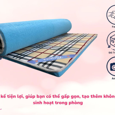 Nệm Cao Su Trải Sàn 3 Lớp Eron Êm Ái Và Thoáng Mát Dày 5cm Đủ Size Giao Màu Ngẫu Nhiên - Tặng Kèm Drap Nệm