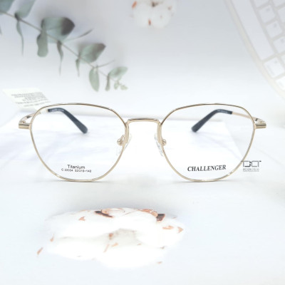 GỌNG KÍNH THỜI TRANG DÀNH CHO NỮ, PHOM TRÒNG LỤC GIÁC, CHẤT LIỆU TITANIUM, CHÍNH HÃNG CHALLENGER C22034