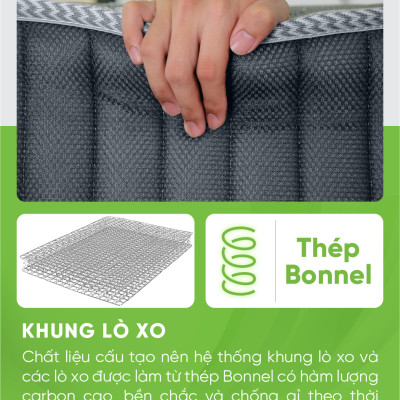 Nệm lò xo liên kết Tatana Liza-Độ cao 25cm-Bảo hành 6 năm