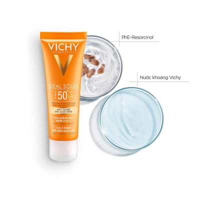 Vichy Kem Chống Nắng Ngăn Sạm Da & Giảm Thâm Nám Chống Tia UVA & UVB Ideal Soleil Anti Dark Spot SPF50 50ml