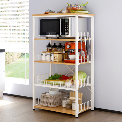 Kệ để lò vi sóng đa năng 175-1N thương hiệu 9House kệ đựng đồ đa năng để lò nướng nồi cơm điện kèm giá rổ để rau củ gia vị loại khung sắt dày sơn tĩnh điện chống rỉ mặt gỗ MDF lõi xanh chống ẩm bề mặt phủ melamine chống thấm cao cấp - Hàng chính hãng