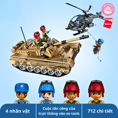 Đồ chơi lắp ráp, xếp hình Qman 1729 - Xe Tank Quân Sự Hạng Nặng 712 Chi Tiết - Có 4 Minifigures Cho Trẻ Từ 6 Tuổi