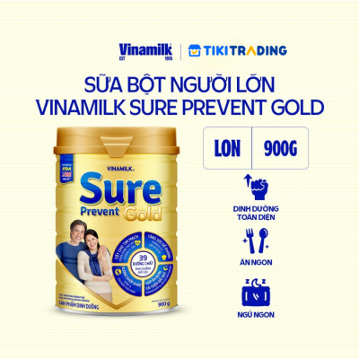 Sữa bột cho người lớn tuổi Vinamilk Sure Prevent 900g (Hộp thiếc) - bổ sung dinh dưỡng và tăng cường sức khỏe