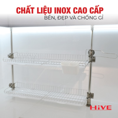KỆ CHÉN INOX 2 TẦNG THAY ĐỔI ĐƯỢC ĐỘ CAO.
