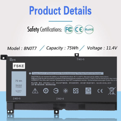 Pin Tương Thích Cho Laptop Dell Xps 15 9575 8N0T7 75Whr - Hàng Nhập Khẩu New Seal TEEMO PC TEBAT1395