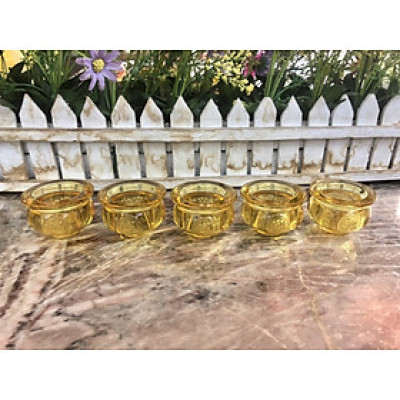 Bộ 5 chung nước thờ cúng ông thần tài thổ địa đá lưu ly vàng