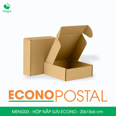 MENG03 - 20x15x6 cm - 60 Hộp carton nắp gài đóng hàng giá rẻ, hộp gói hàng, hộp quà thời trang