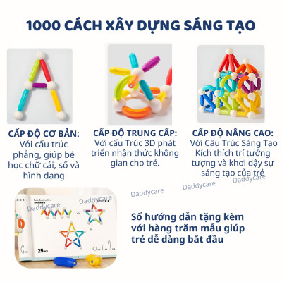 Bộ xếp hình nam châm, đồ chơi lắp ghép cho bé Mideer Rainbow Magnetic Building Stick