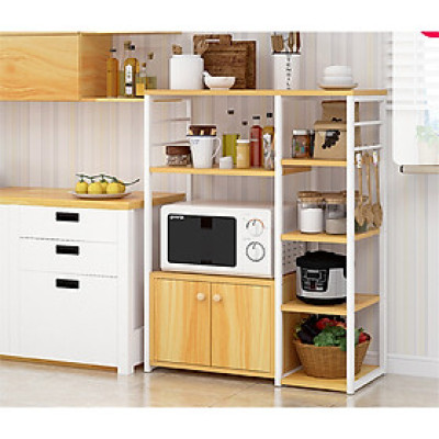 Giá để lò vi sóng 170-3 loại 4 ngăn gỗ lõi xanh phủ melamine chống nước, khung thép sơn tĩnh điện chống gỉ và bong tróc, hàng được sản xuất tại Việt Nam