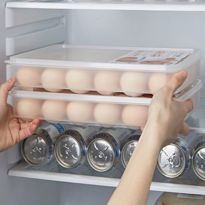 Hộp Đựng Trứng Gà, Vịt 24 Quả Việt Nhật Để Tủ Lạnh - Khay Bảo Quản Trứng Gà, Trứng Vịt Có Nắp - Hàng chính hãng