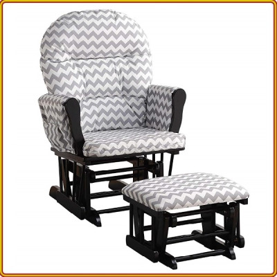 Ghế trượt thư giãn Rocking Chair Juno Sofa khung màu nâu nệm sọc KT 70 x 74 x 102 cm
