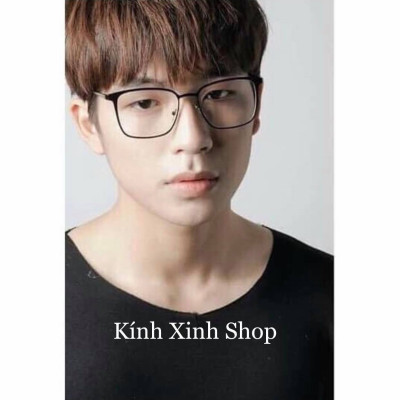 Gọng Kính cận, Kính giả cận Mắt vuông Kim loại Oversize form to chống ánh sáng xanh, chống lóa uv (ĐEN)