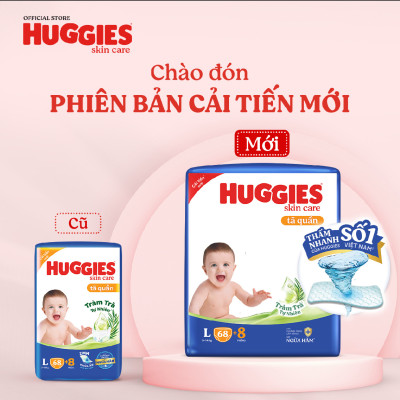 Combo 2 Tã/bỉm quần Huggies Skin Care Mega Jumbo M106/L96+8/ XL84+4/XXL76+4 với tràm trà dịu da