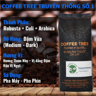 Cà Phê Nguyên Chất - Bột - Truyền Thống Số 1 - Buôn Mê Thuột - 1Kg - Hương Thơm Nhẹ, Vị đắng Đậm, Hậu Vị Ngọt