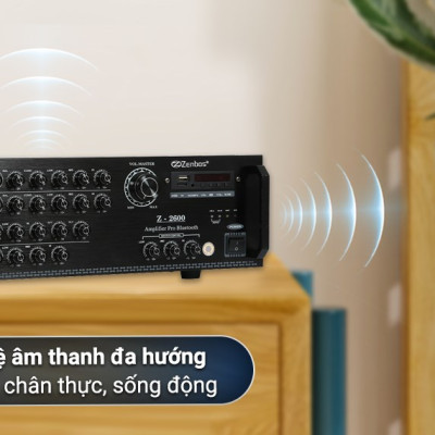Amply Karaoke Bluetooth Công Suất Lớn 500W Zenbos Z2600, 8 Sò(Hàng Chính Hãng)