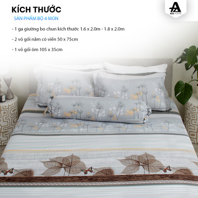 Bộ Ga Giường 4 Món Flower Stripes Mềm Mại 100% Mirco Silk Cao Cấp A2Z Home