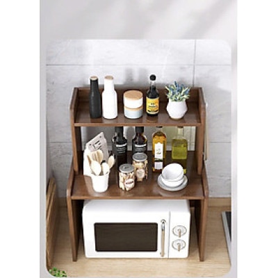 Kệ lò vi sóng 2 tầng kết hợp kệ gia vị chất liệu gỗ chống nước chống bám bẩn - GP186 
