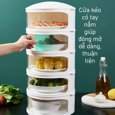 Lồng Bàn Đa Tầng, Khay Hộp Đậy Thức Ăn 5 Tầng - Giữ Nhiệt, Chống Bụi Và Côn Trùng Tiện Dụng Mẫu Mới 