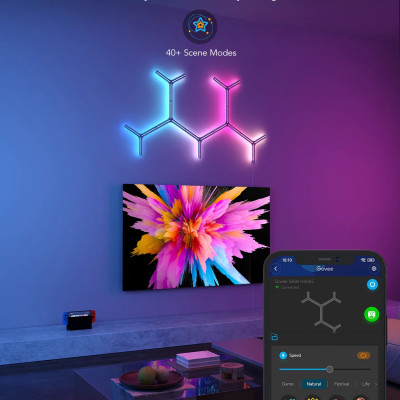 Đèn LED thanh lắp ghép gắn tường Govee Glide RGBIC Y Lights H6065 | Thiết kế kim loại sang trọng, Hiệu ứng ánh sáng động