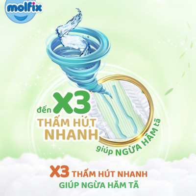 Tã/bỉm dán Molfix Thiên nhiên Super Jumbo XL (12kg - 17kg) - Gói 62+2 miếng