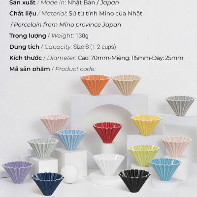 Phễu sứ V60 01 Origami Dripper S Pour over