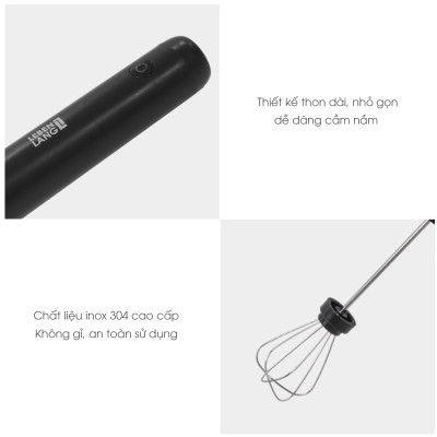 Máy đánh trứng, máy đánh bọt cafe cầm tay mini Lebenlang LBL4588, 2 tốc độ, sạc pin usb tiện dụng - hàng chính hãng