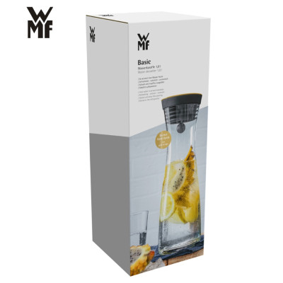 Bình Nước Thuỷ Tinh WMF BASIC 1.0L, Có Lưới Lọc, Nắp Màu Đồng, Thiết Kế Không Quai Sang Trọng - 0617706590