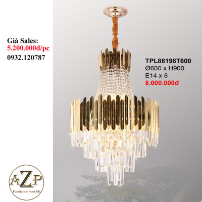 ĐÈN THẢ TRẦN PHA LÊ / ĐÈN THÔNG TẦNG TRANG TRÍ PHÒNG KHÁCH / PHÒNG NGỦ / CẦU THANG / KHÔNG GIAN SANG TRỌNG AZP-88198 phong cách đương đại, hàng nhập khẩu AZP