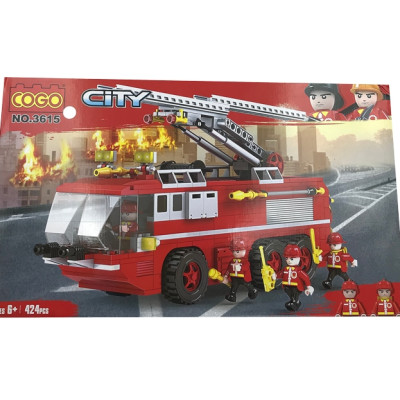 Đồ Chơi Lắp Ráp Phát Triển Trí Tuệ - Xe Cứu Hỏa COGO No.3615 (424 Mảnh Ghép)