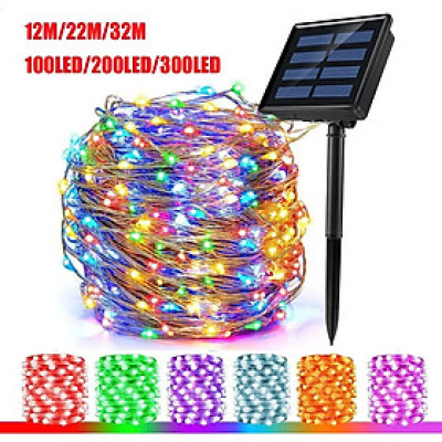 Cuộn Dây Đèn LED Trang Trí Sân Vườn Năng Lượng Mặt Trời – Nhiều Màu, Siêu Đẹp, Dài 22m
