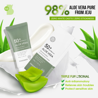 Kem chống nắng Lô hôi dịu da, kiềm dầu Kwailnara Aloe Vera Sun Cream SPF50+ PA++++ 50g