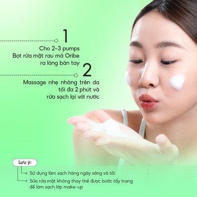 Sữa rửa mặt rau má tạo bọt Oribe Cica Formula làm sạch sâu dưỡng ẩm cho da mụn da dầu nhạy cảm 120ml