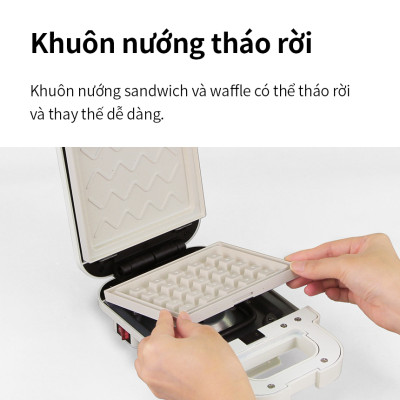 Máy kẹp nướng bánh Bianco LocknLock EJB126IVY, Hàng chính hãng, Làm nóng 2 mặt, Phủ men sứ, có tay cầm - JoyMall