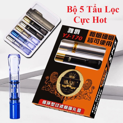 Bộ Tẩu Lọc Thuốc 5 in 1 Cao Cấp, Cải Tiến Mới, Sản Xuất Tiêu Chuẩn Nhật Bản, Có Hộp Đựng,