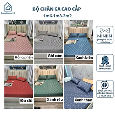 Bộ Ga Gối Phi Lụa Cap Cấp Nhập Khẩu.Ga Gối Phi Lụa Trần Bông Bo Chun Mát Lạnh 1 Ga 2 Gối 1m6 1m8 2m - Hàng Chính Hãng MINIIN