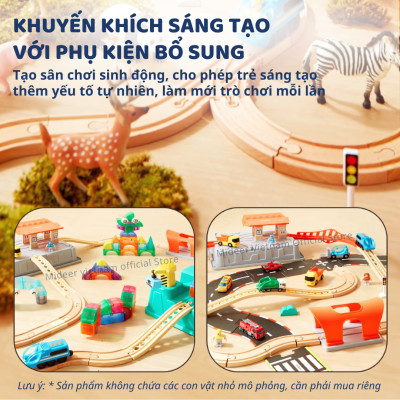 Mô hình lắp ráp đường ray tàu hỏa kèm âm thanh Mideer Mideer Train Track Building Blocks