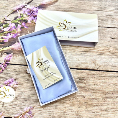 Khăn Lụa Thời Trang SenSilk (Xanh) - Quà Tặng Đối Tác - 100% Silk Gift, Khăn Lụa Tơ Tằm Bảo Lộc, Khăn Lụa Cao Cấp